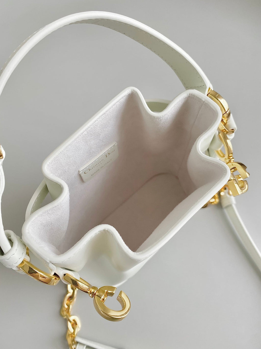 DIOR SMALL C'EST 18 IN WHITE CD-EMBOSSED CALFSKIN