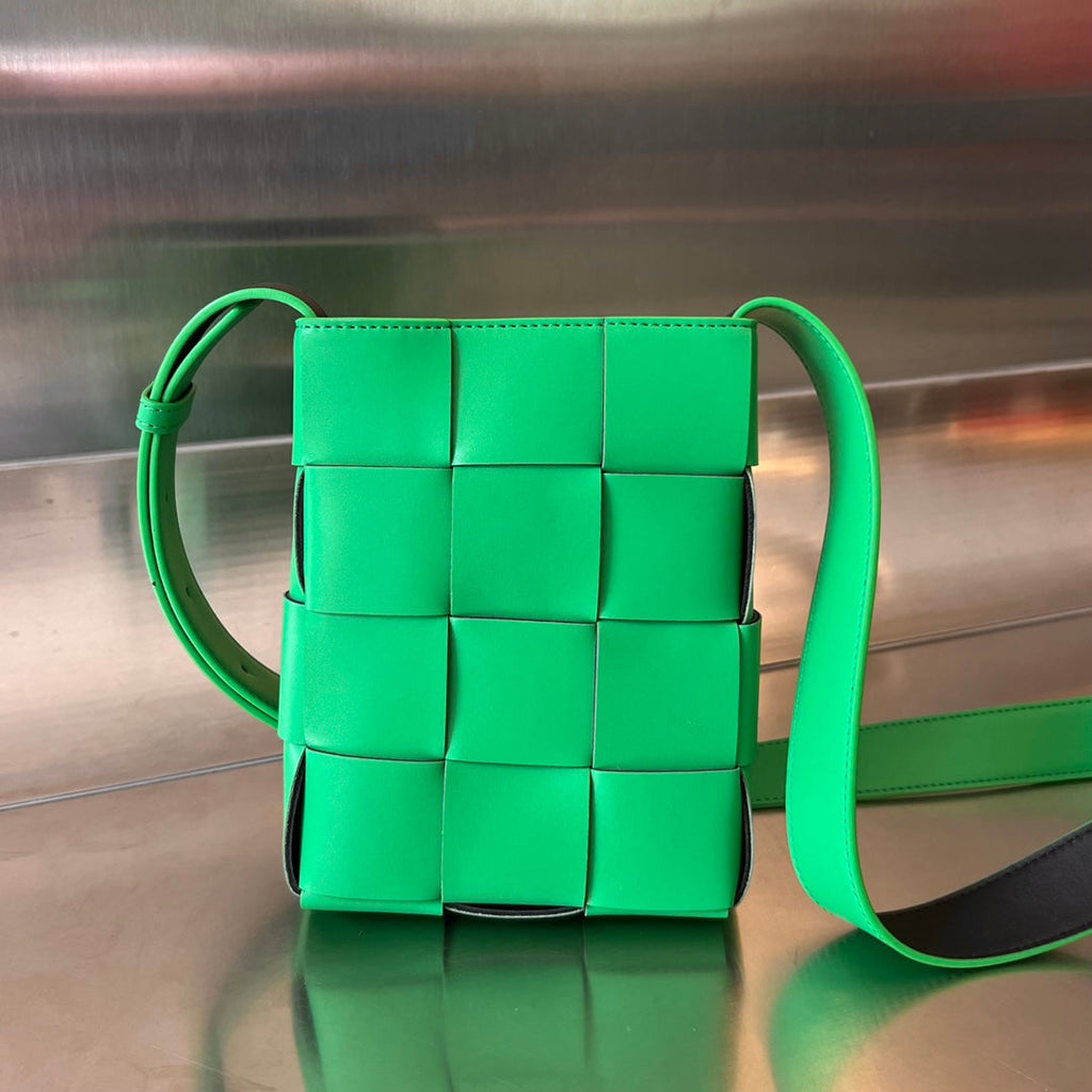 BOTTEGA VENETA PHONE BAG 18 IN PARAKEET LAMBSKIN