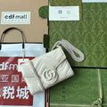 GUCCI MARMONT QUILTED HANDBAG 20 IN WHITE CALFSKIN