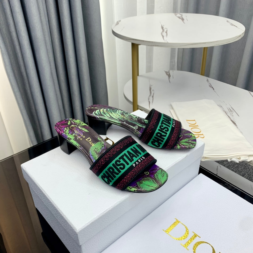 DIOR CD Mule Dway Heeled Slide 45mm Style 77
