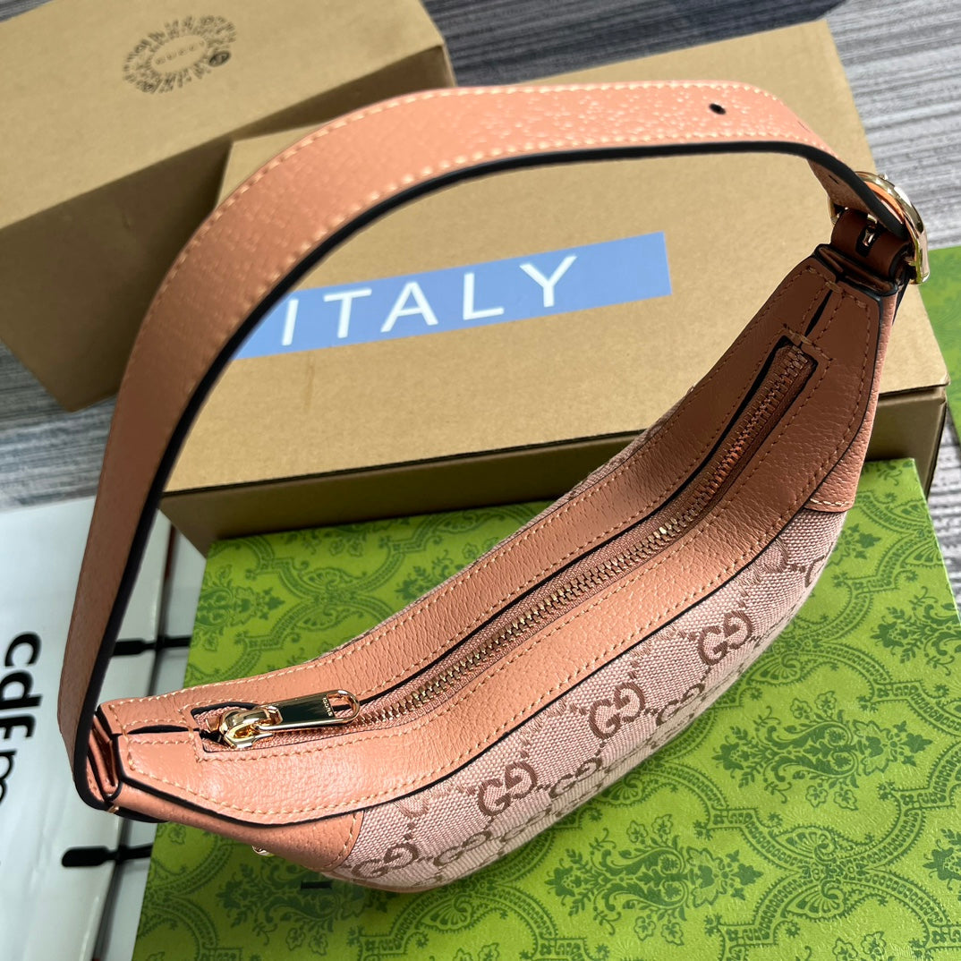 GUCCI OPHIDIA  MINI 20 BAG IN LIGHT PINK CANVAS AND CALFSKIN