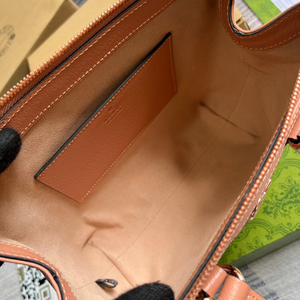 GUCCI OPHIDIA SMALL 24 TOTE BAG IN BLUSH PINK CANVAS AND CALFSKIN