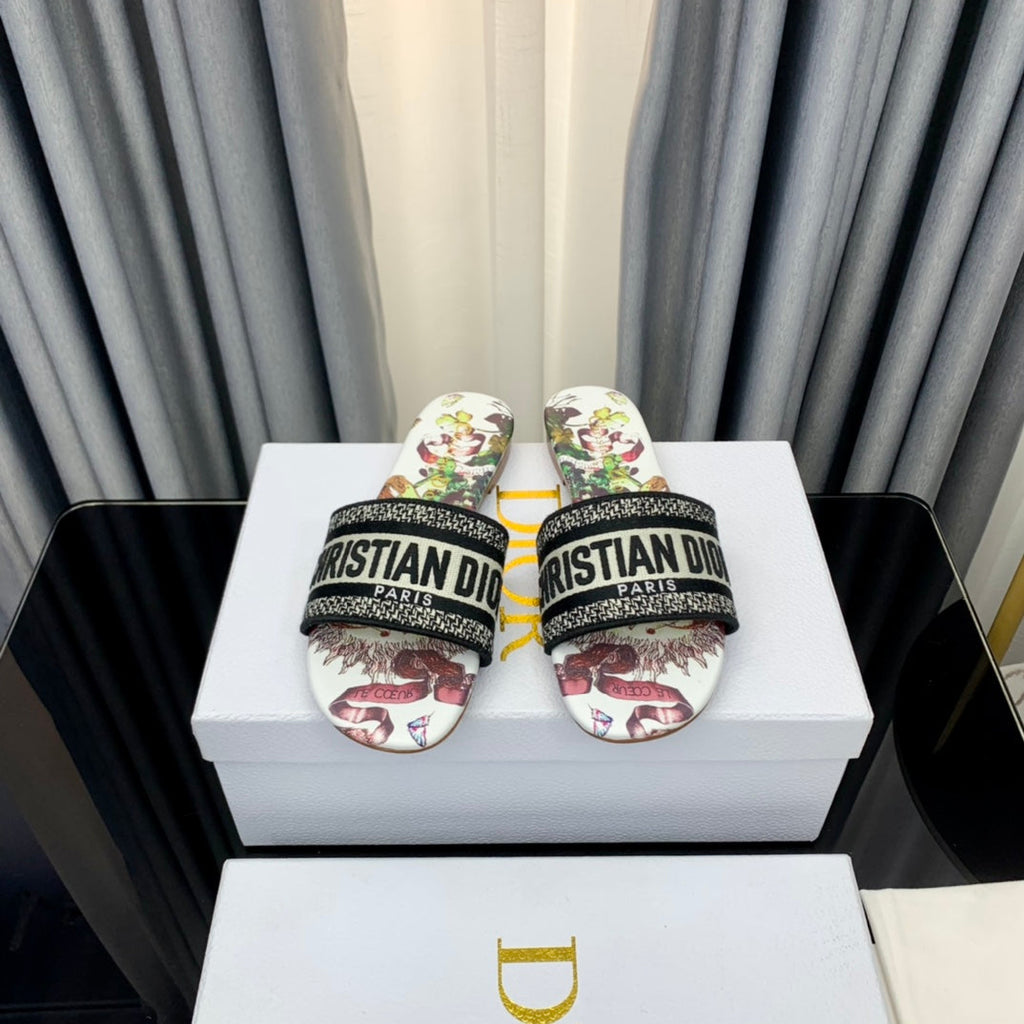 DIOR CD Mule Dway Slide 10mm Multi-motifs Style 46