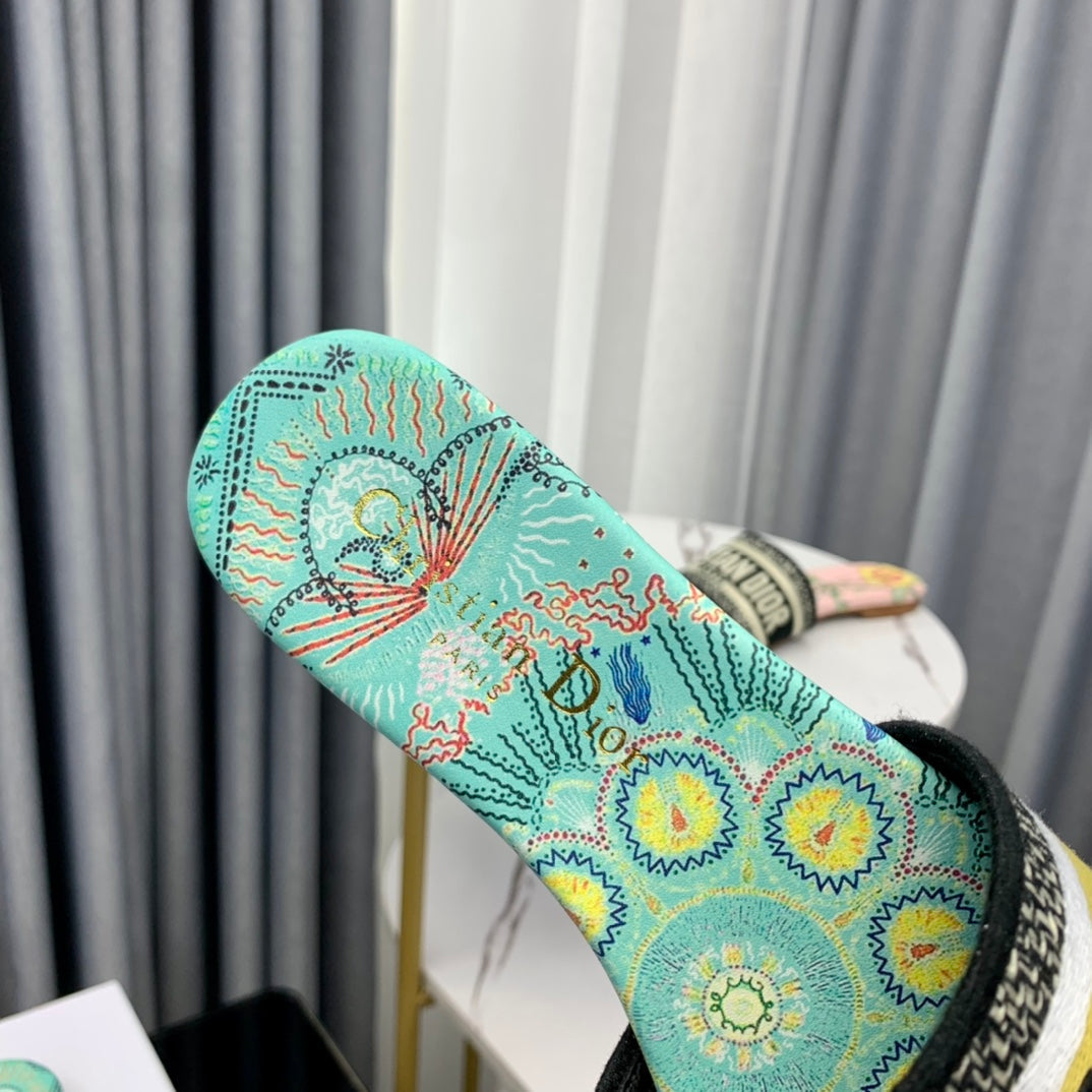 DIOR CD Mule Dway Slide 10mm Multi-motifs Style 42