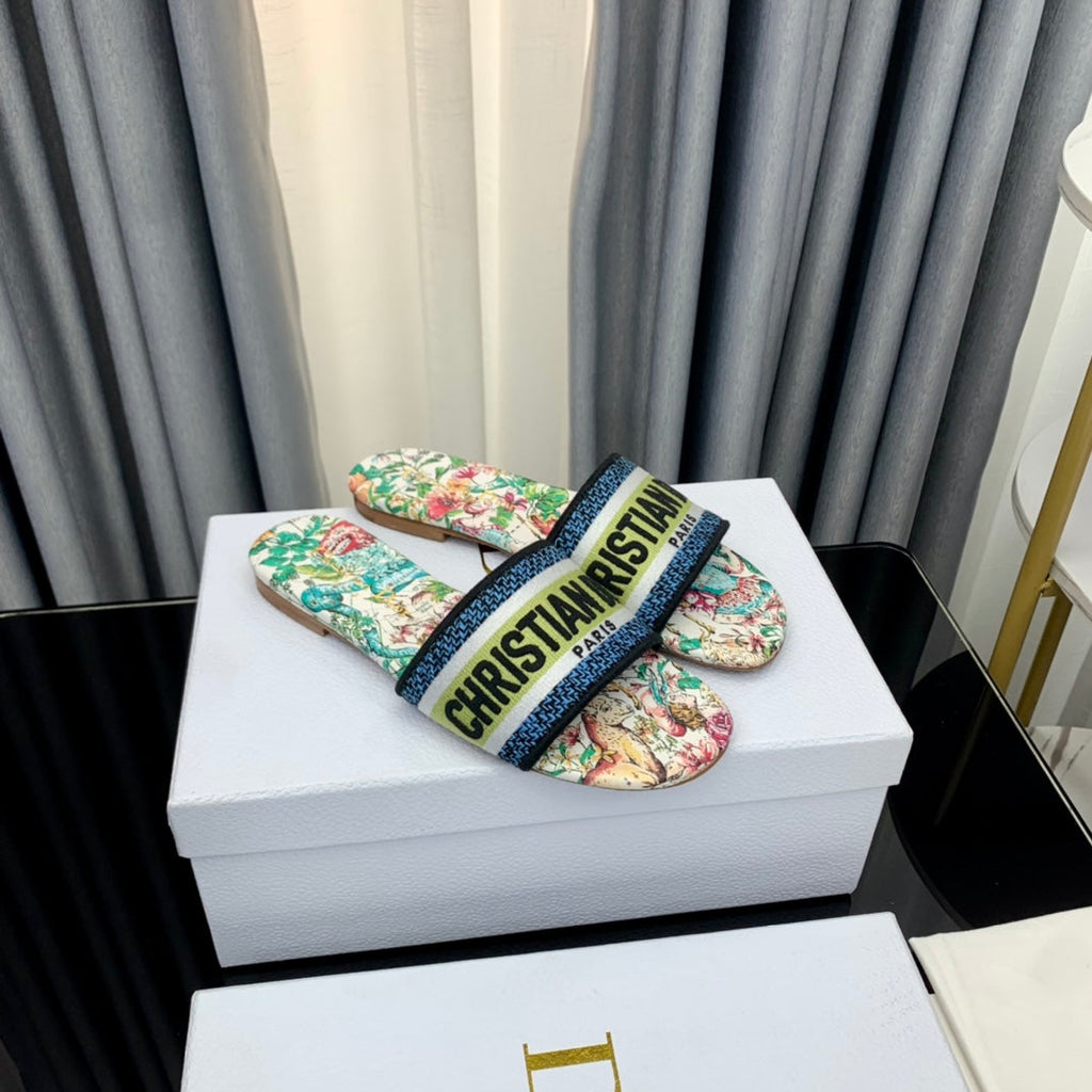 DIOR CD Mule Dway Slide 10mm Multi-motifs Style 37