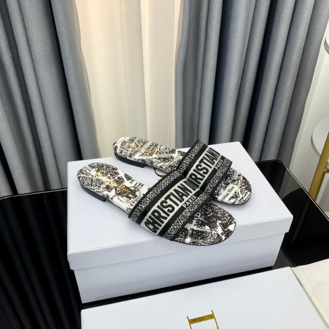 DIOR CD Mule Dway Slide 10mm Multi-motifs Style 62