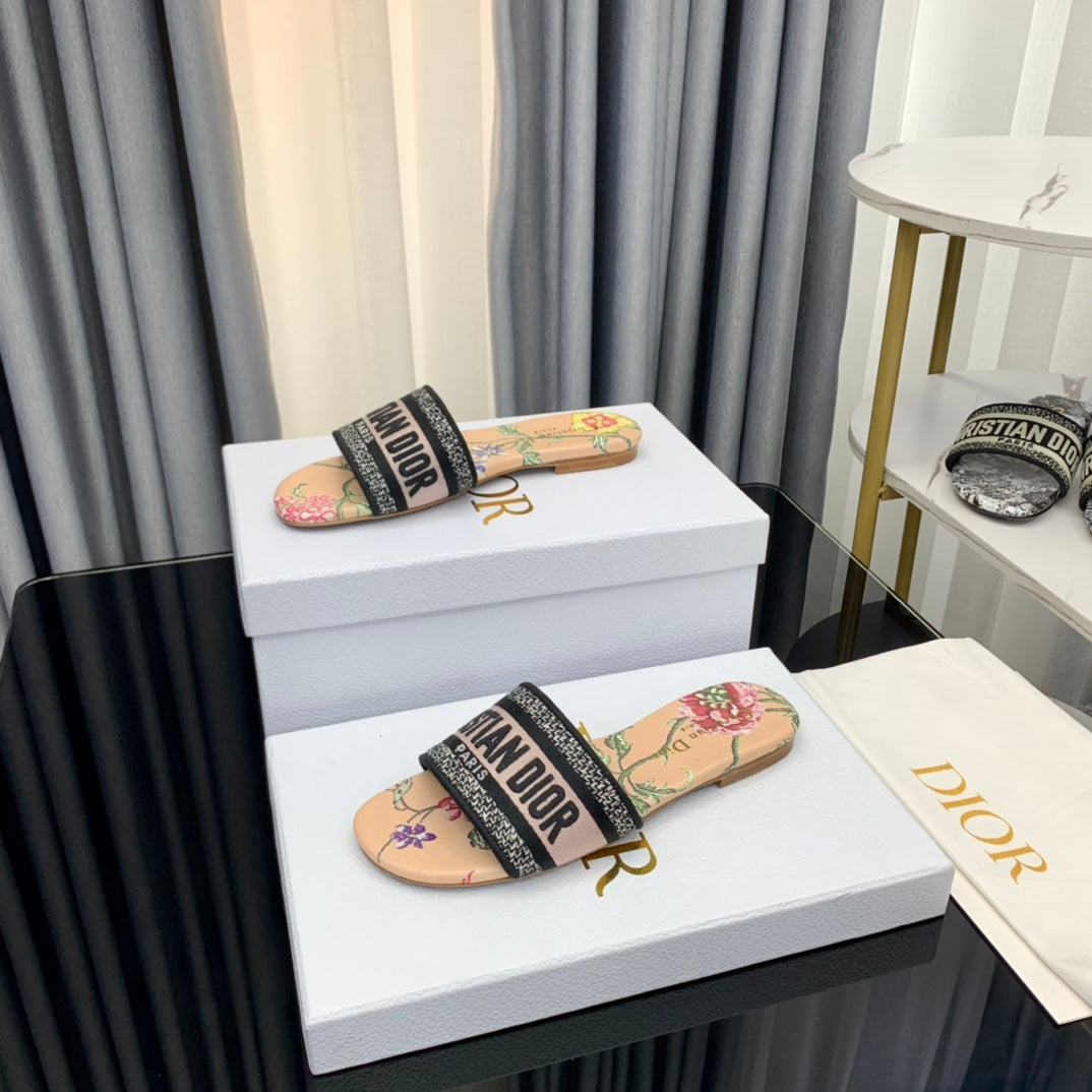 DIOR CD Mule Dway Slide 10mm Multi-motifs Style 53