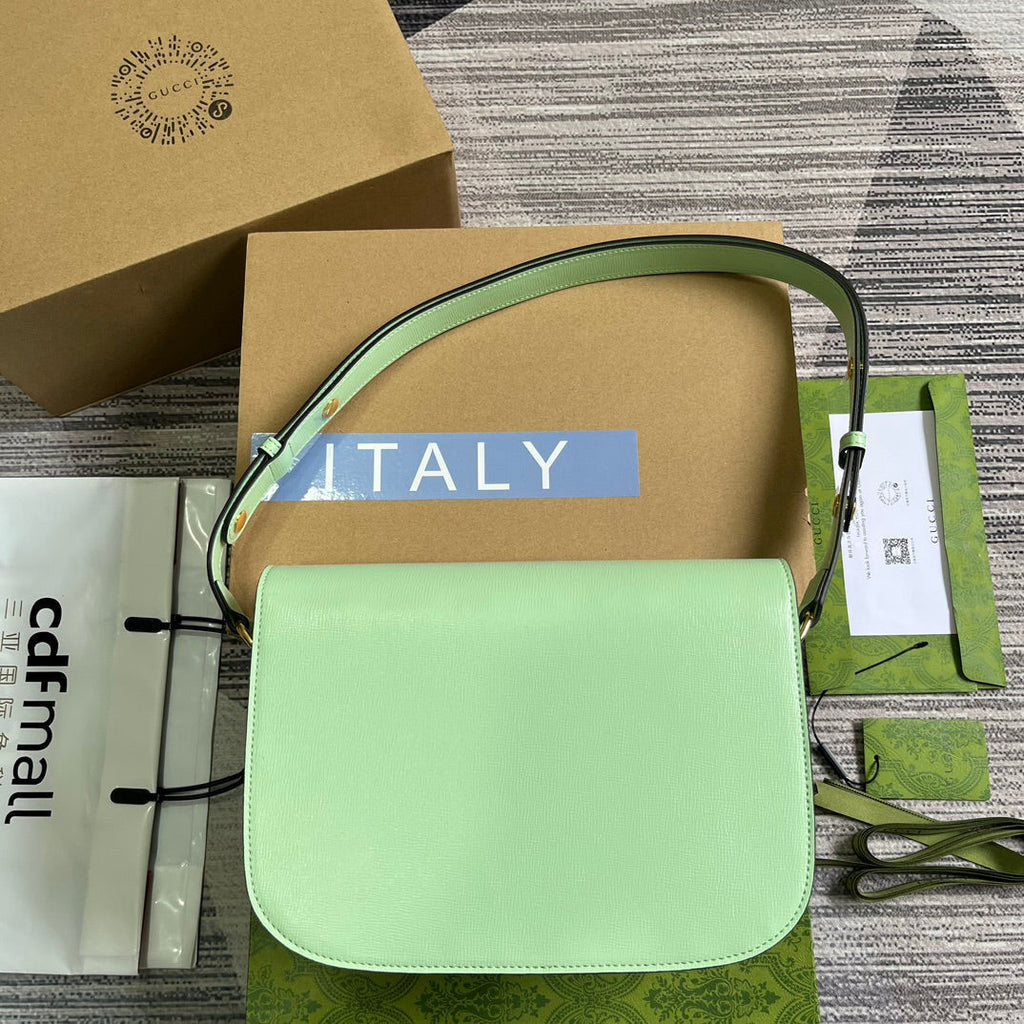 GUCCI HORSEBIT 1955 MINI BAG 25 IN LIGHT GREEN CALFSKIN