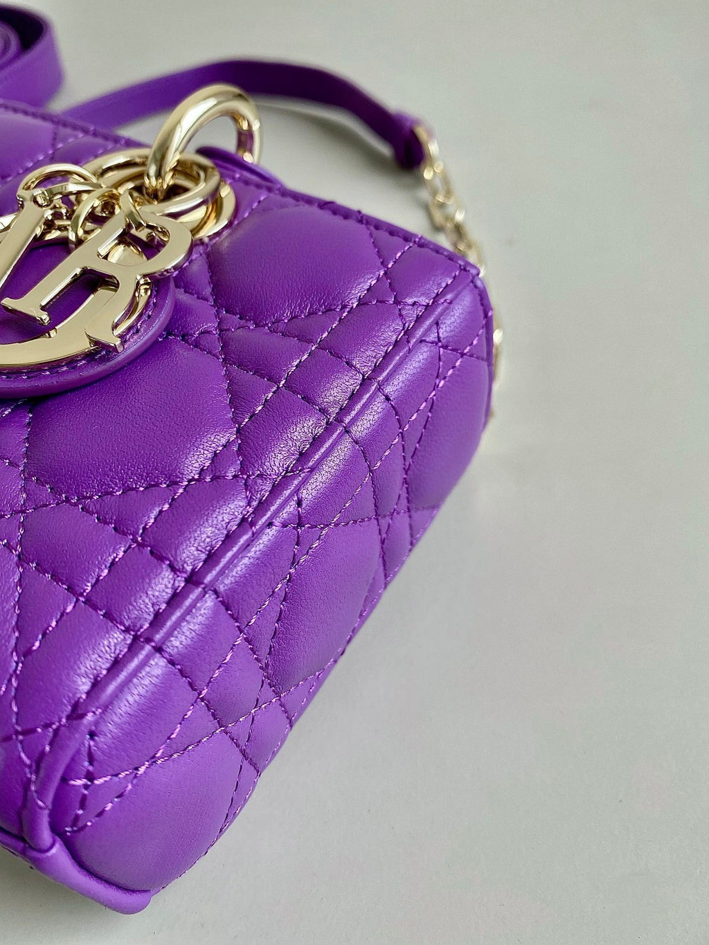 DIOR D-JOY BAG 22 IN VIOLET PURPLE LAMBSKIN