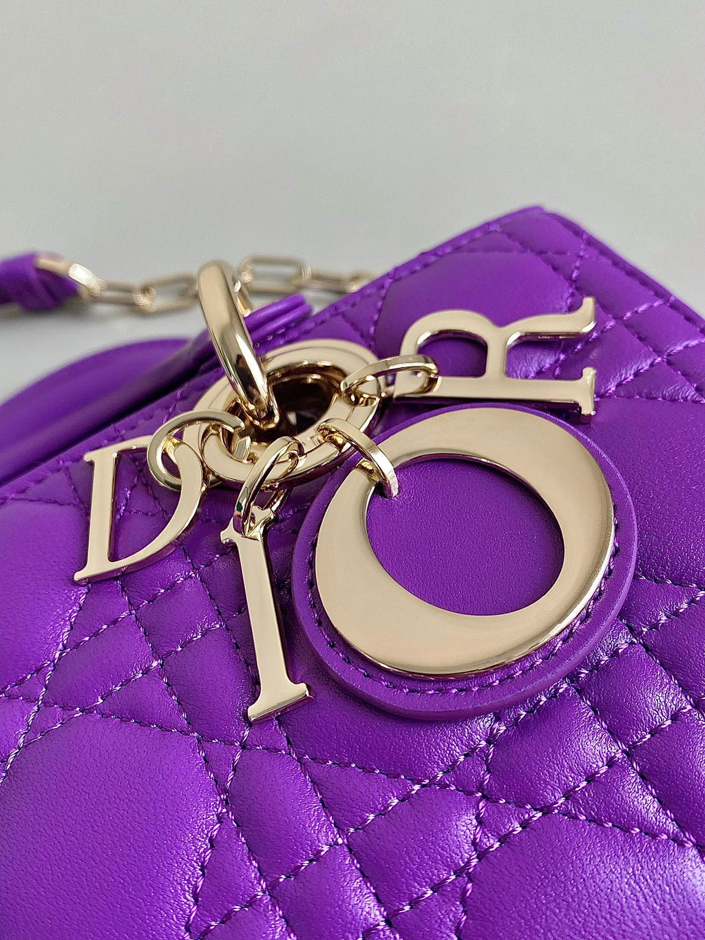 DIOR D-JOY BAG 22 IN VIOLET PURPLE LAMBSKIN