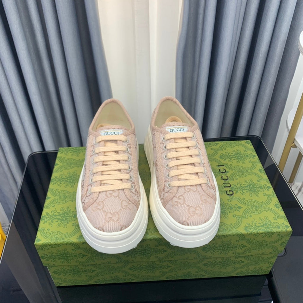 GUCCI SNEAKER FLATFORM PASTEL PINK CANVAS