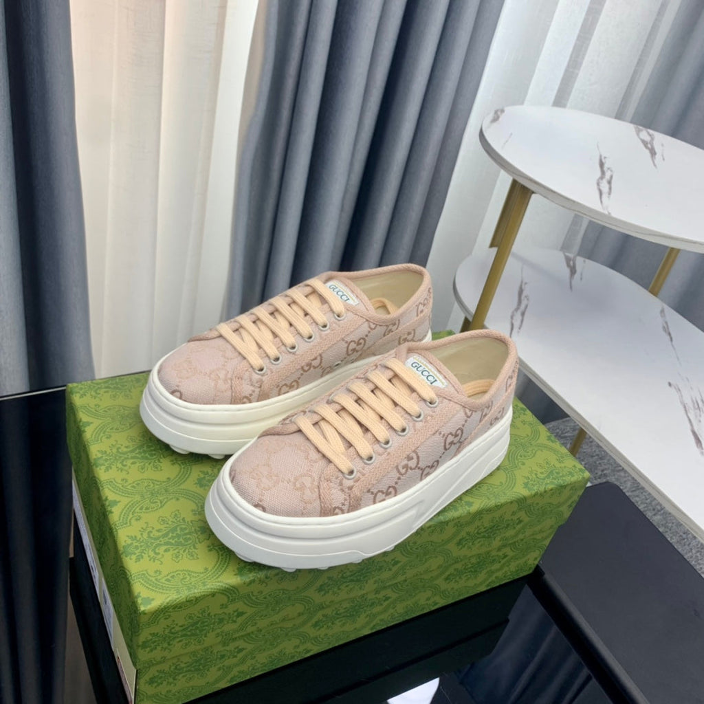 GUCCI SNEAKER FLATFORM PASTEL PINK CANVAS