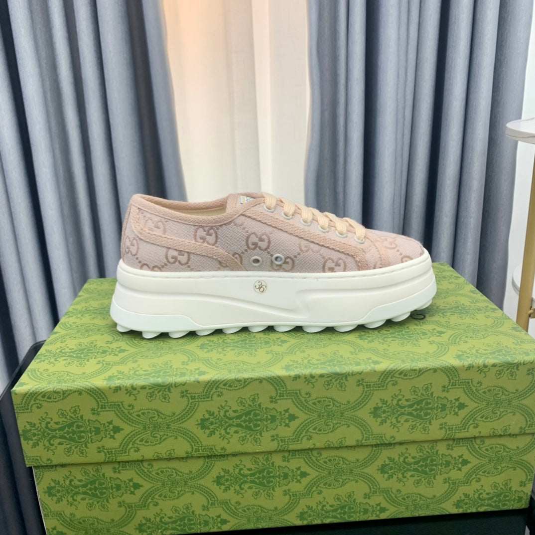 GUCCI SNEAKER FLATFORM PASTEL PINK CANVAS