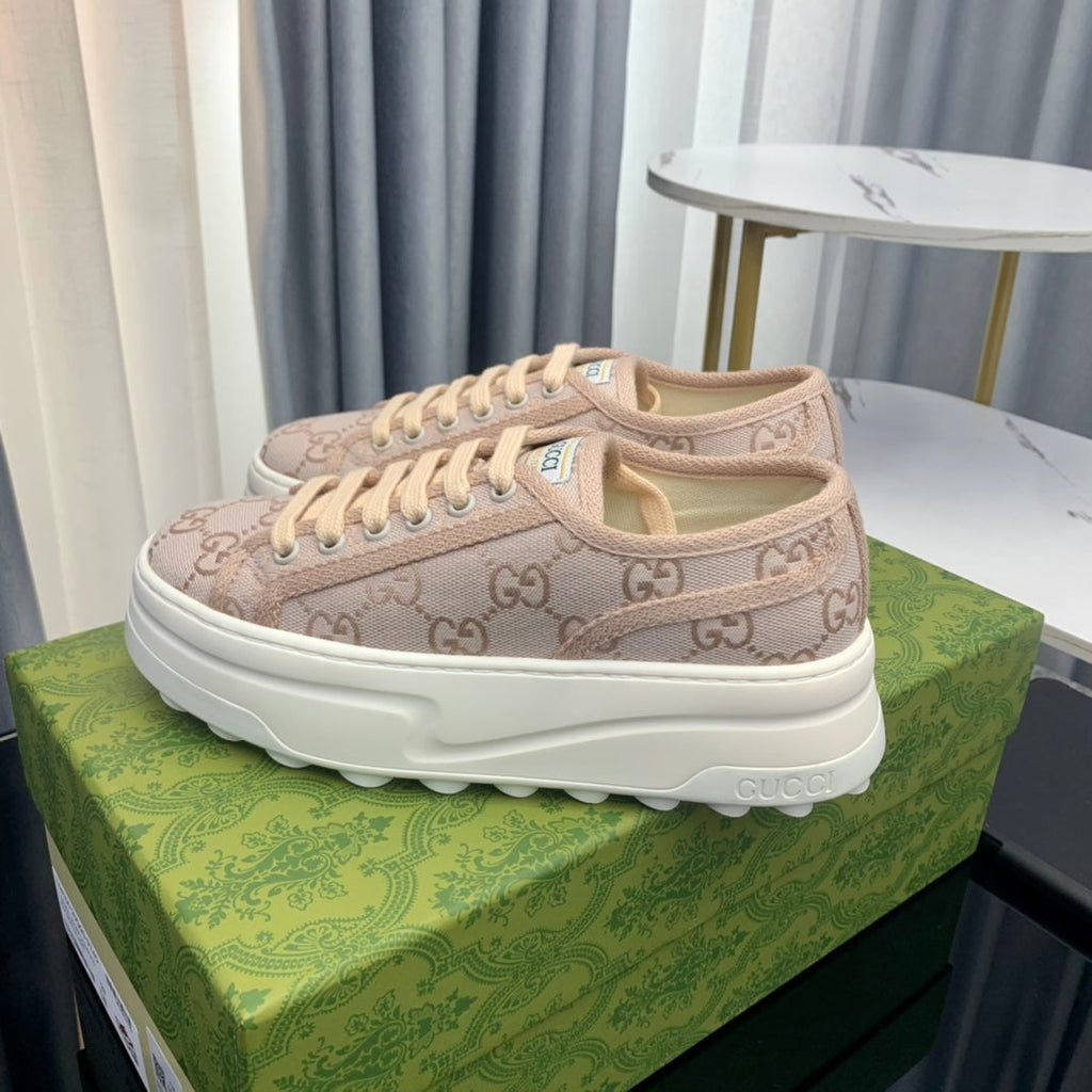 GUCCI SNEAKER FLATFORM PASTEL PINK CANVAS