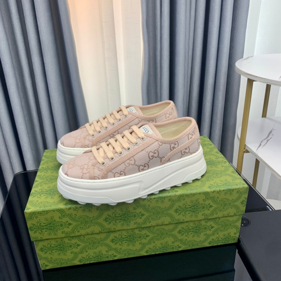 GUCCI SNEAKER FLATFORM PASTEL PINK CANVAS