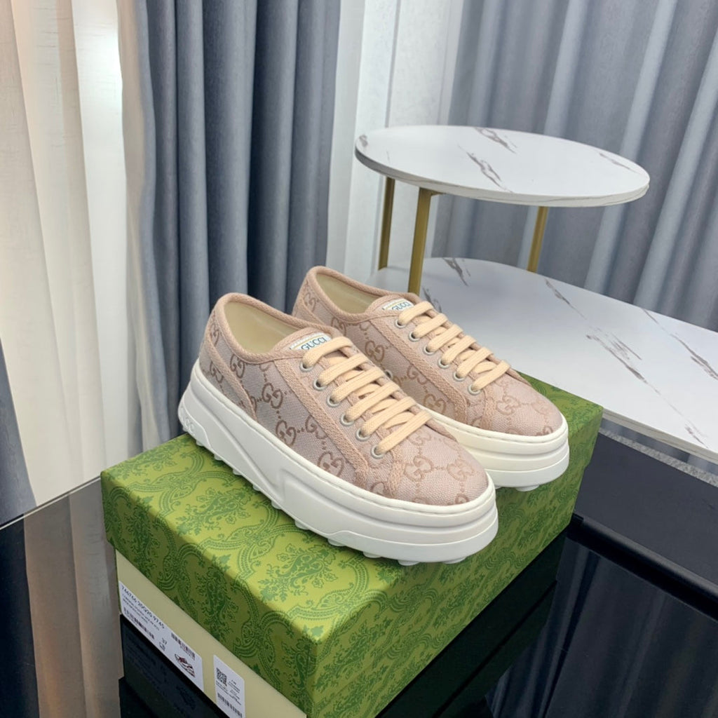 GUCCI SNEAKER FLATFORM PASTEL PINK CANVAS