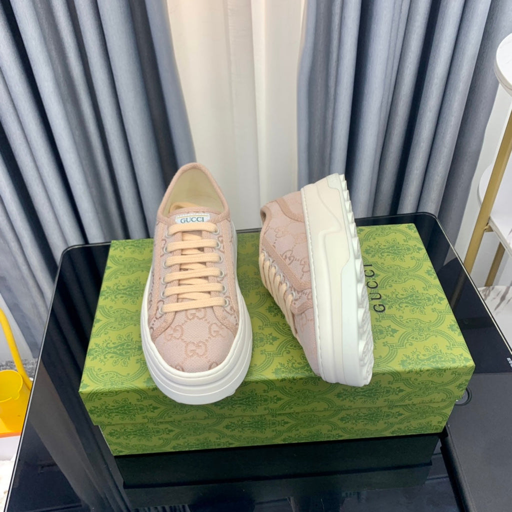 GUCCI SNEAKER FLATFORM PASTEL PINK CANVAS