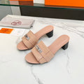 HERMES Gigi 50 Sandal Rose Cannelle Calfskin