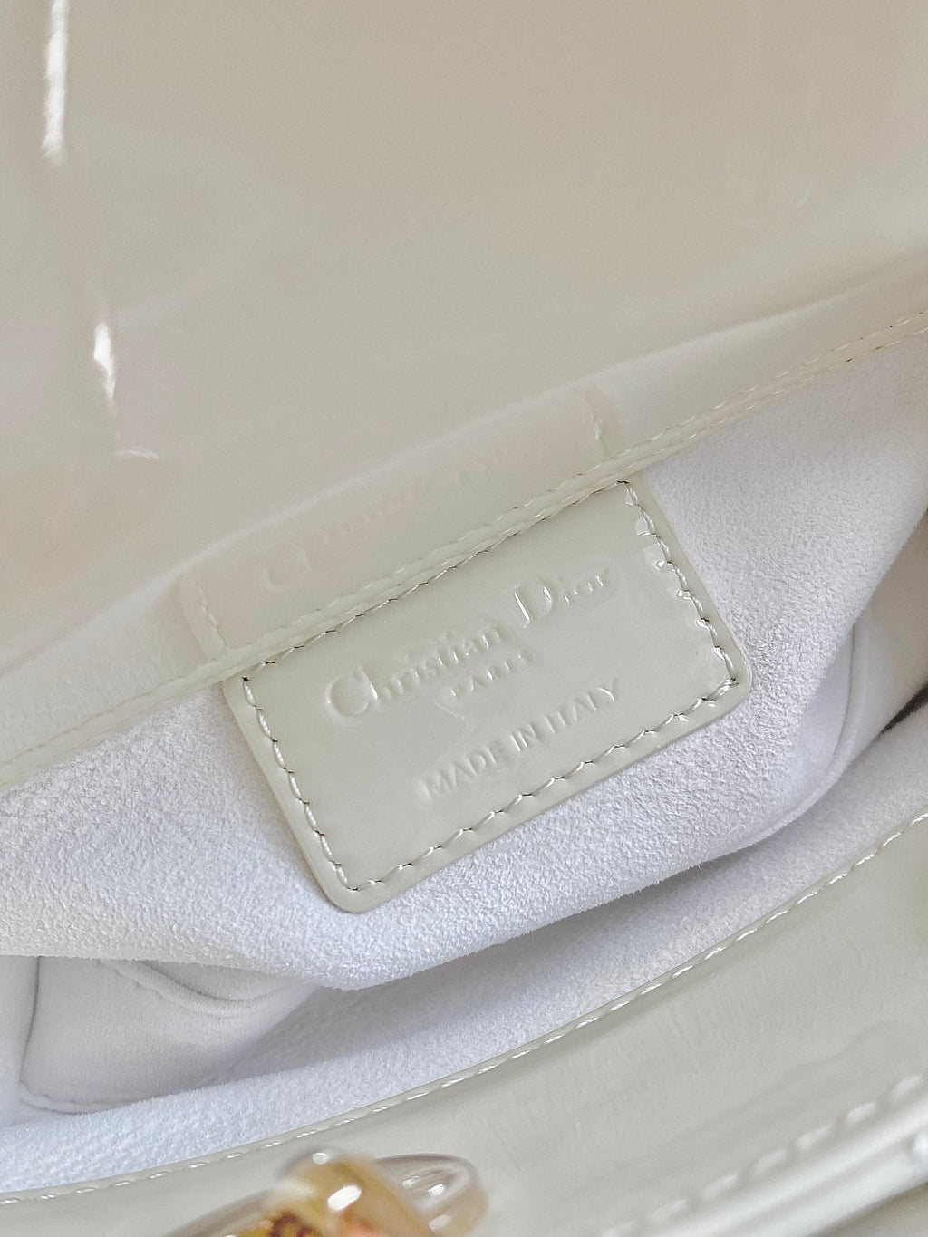 DIOR MINI D-JOY BAG 17 IN WHITE LAMBSKIN