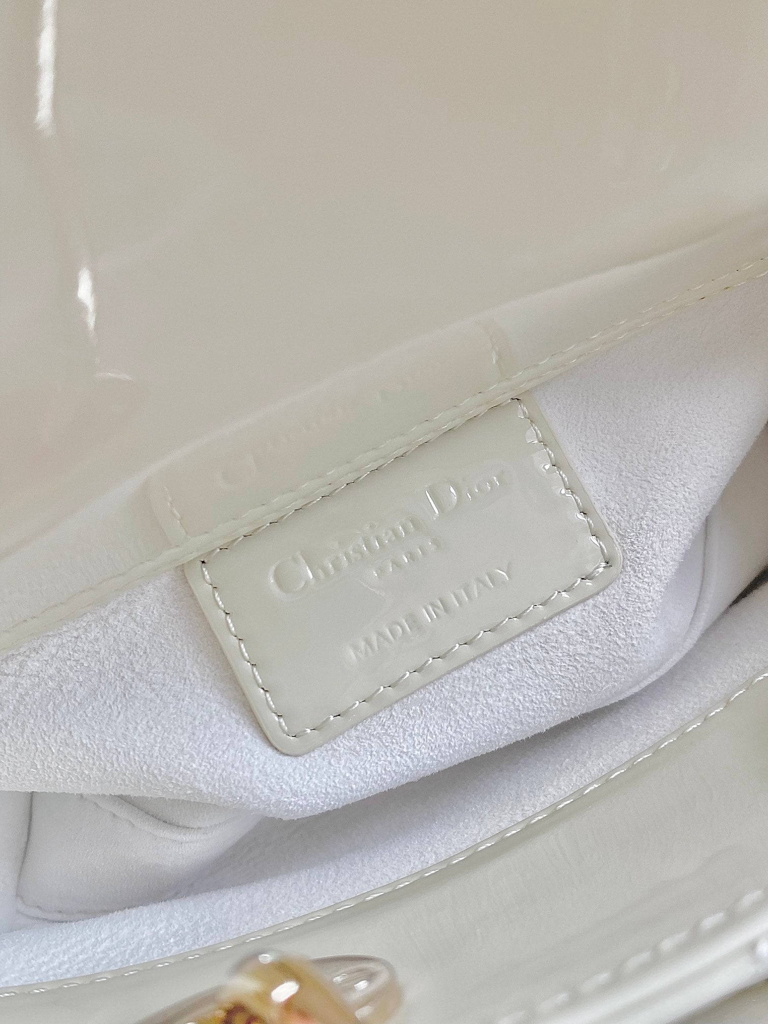 DIOR MINI D-JOY BAG 17 IN WHITE LAMBSKIN