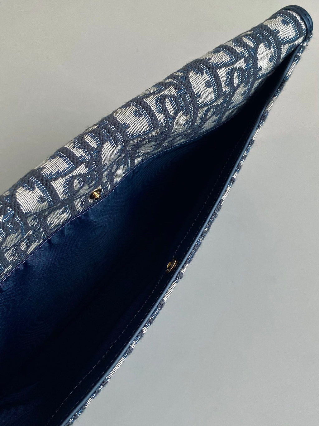 DIOR CD 30 CLUTCH BAG IN BLUE OBLIQUE JACQUARD