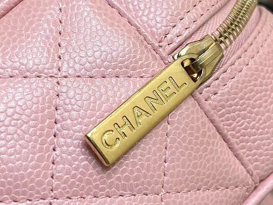 CHANEL 25S  QUILTED CAVIAR BOWLING BAG 27 IN PINK CALFSKIN