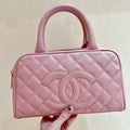 CHANEL 25S  QUILTED CAVIAR BOWLING BAG 27 IN PINK CALFSKIN