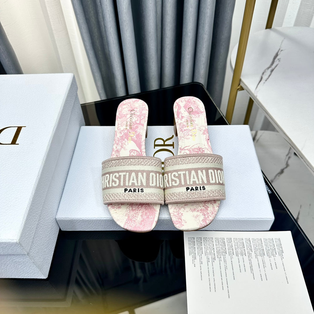 DIOR CD Mule Dway Heeled Slide 45mm Style 66