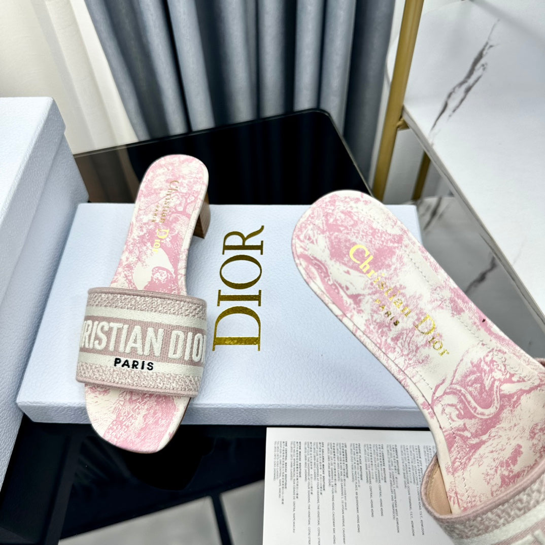 DIOR CD Mule Dway Heeled Slide 45mm Style 66