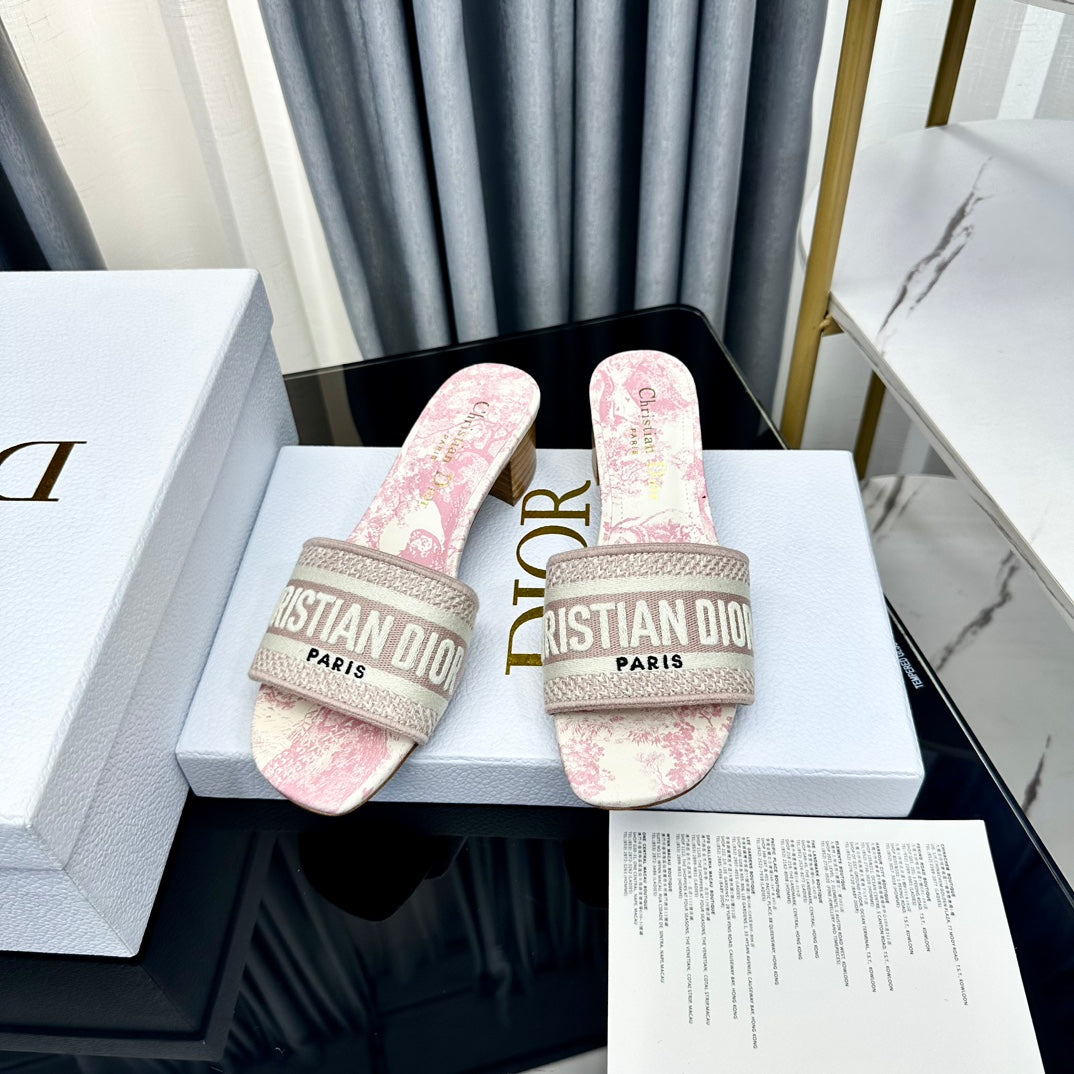 DIOR CD Mule Dway Heeled Slide 45mm Style 66