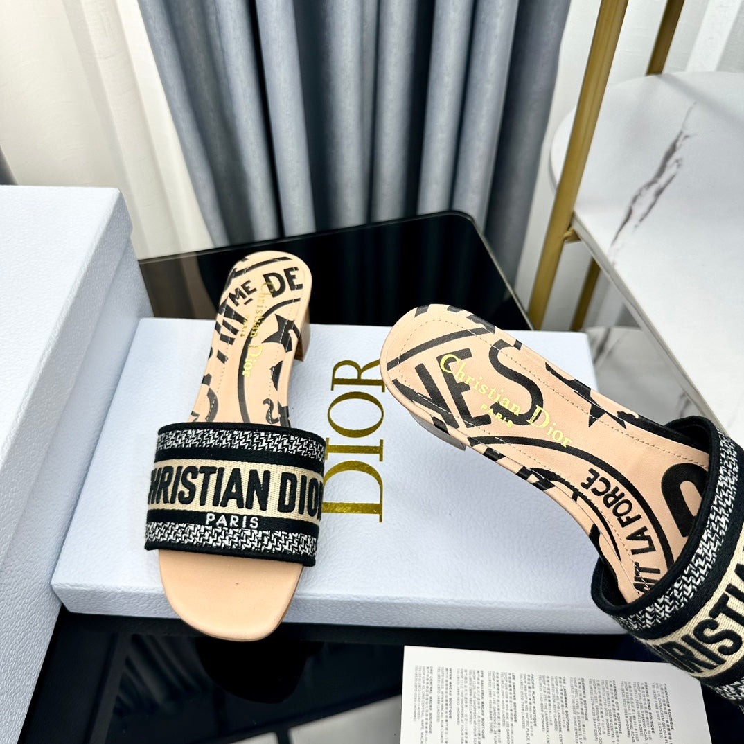 DIOR CD Mule Dway Heeled Slide 45mm Style 59