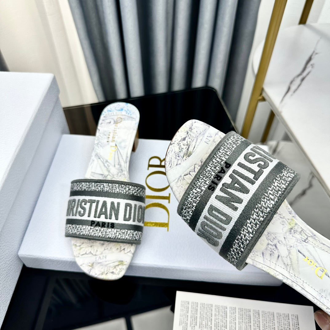 DIOR CD Mule Dway Heeled Slide 45mm Style 55