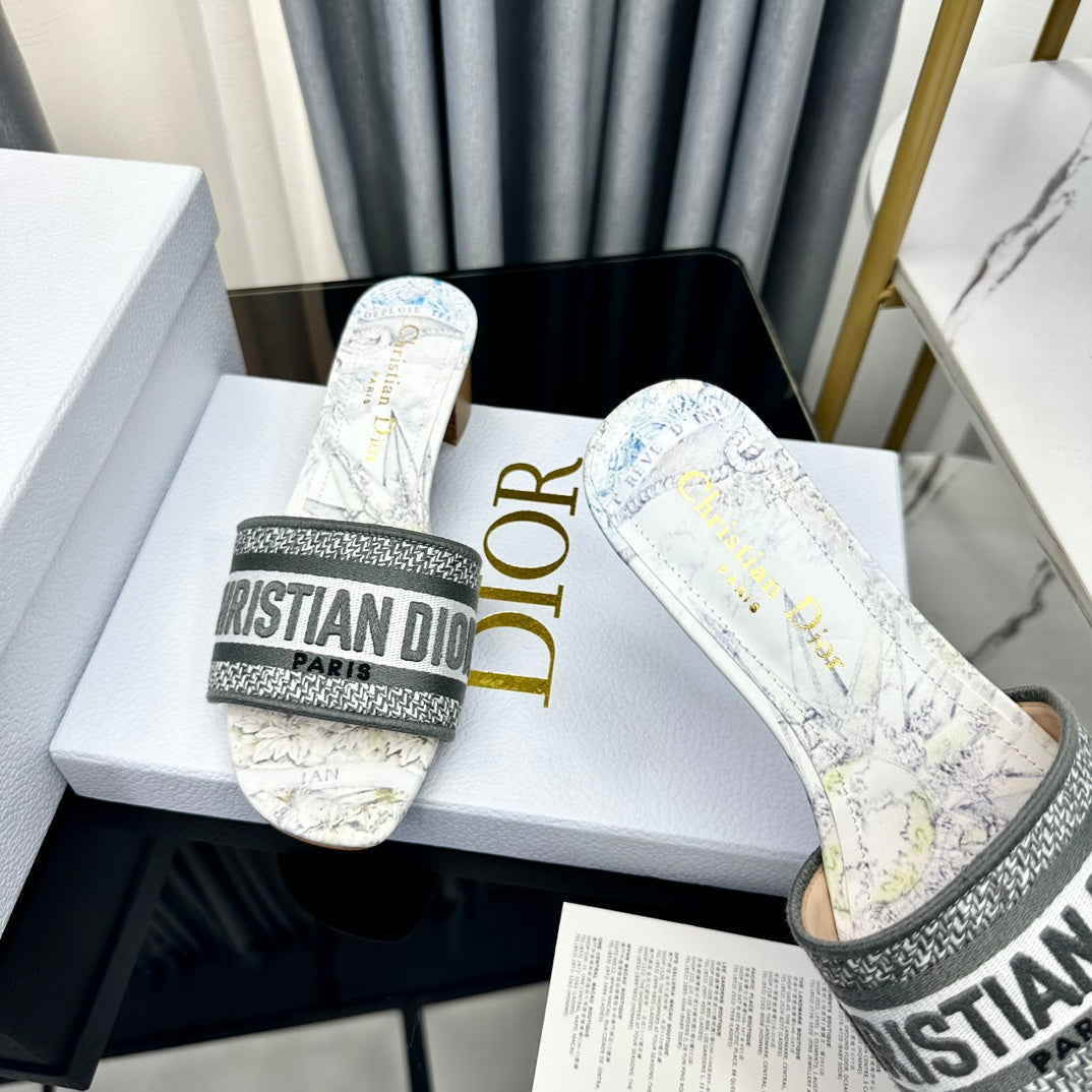 DIOR CD Mule Dway Heeled Slide 45mm Style 55