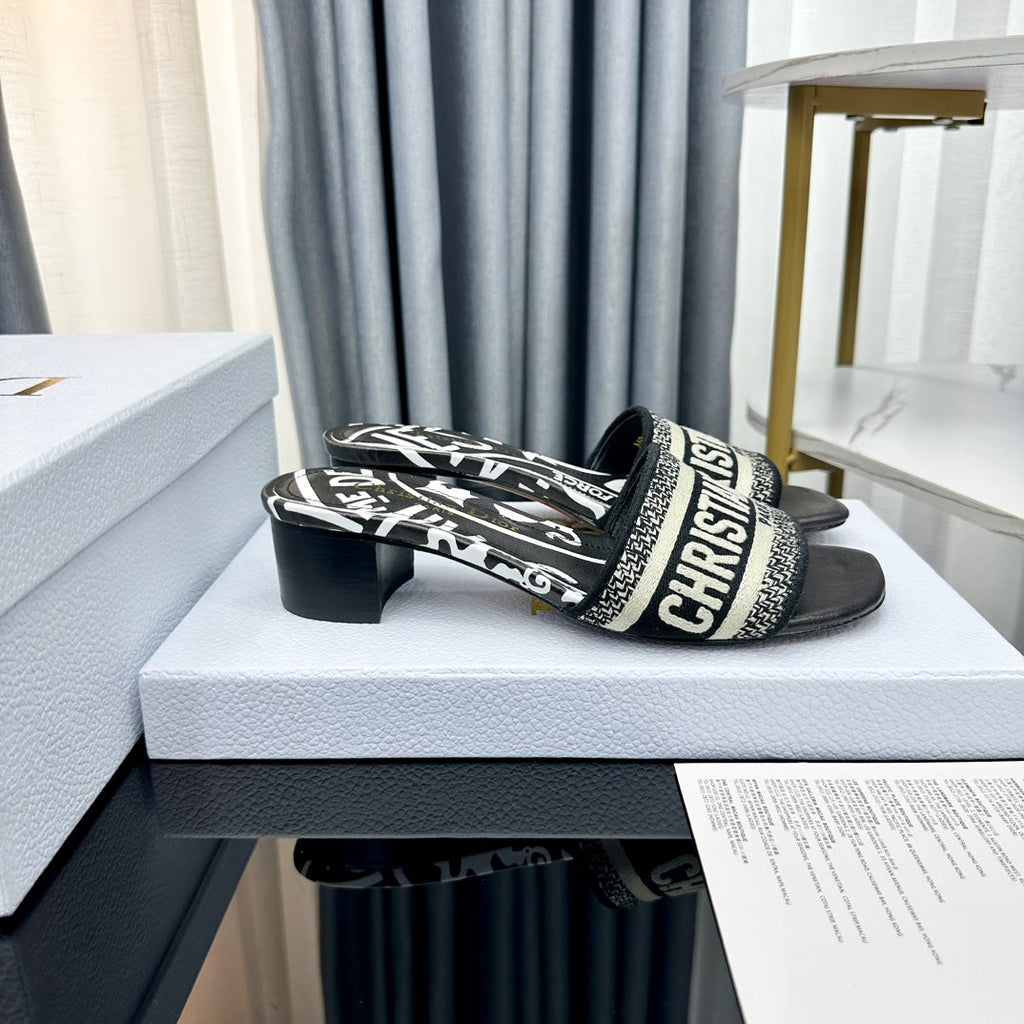DIOR CD Mule Dway Heeled Slide 45mm Style 53