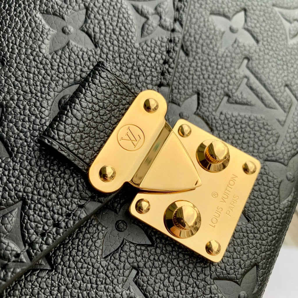 LOUIS VUITTON POCHETTE MÉTIS EAST WEST 21 IN GUN METAL EMBOSSED CALFSKIN GOLD HARDWARE