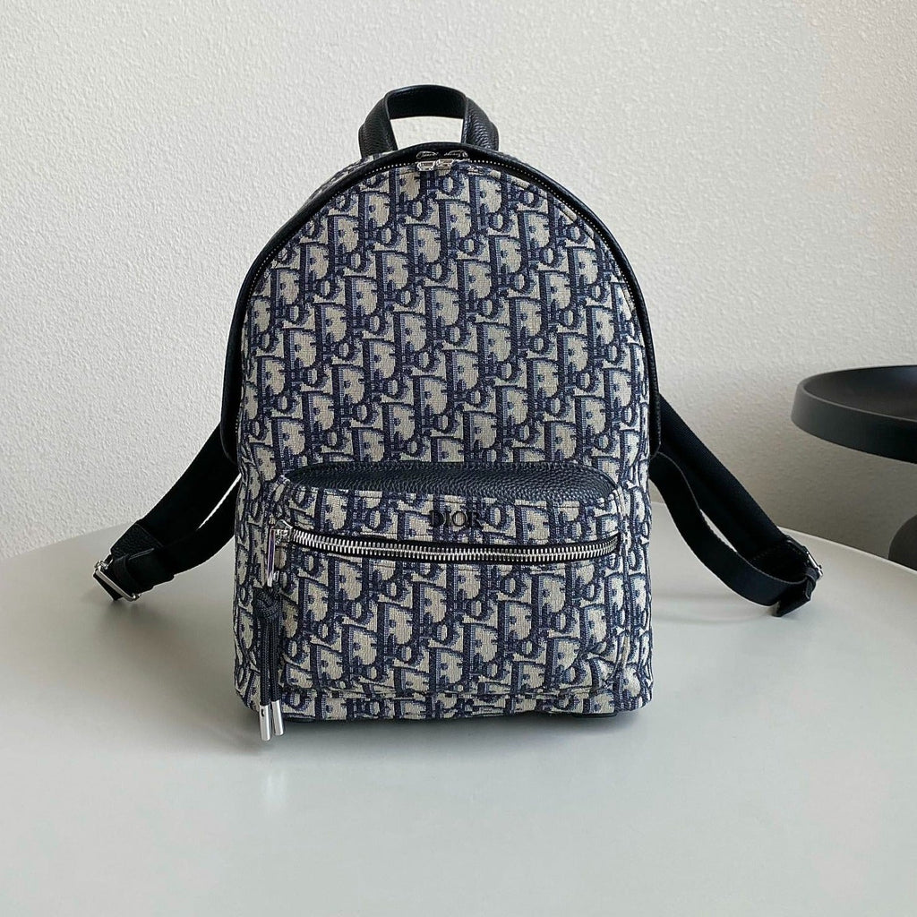 DIOR SMALL BACKPACK 32 BLUE OBLIQUE JACQUARD