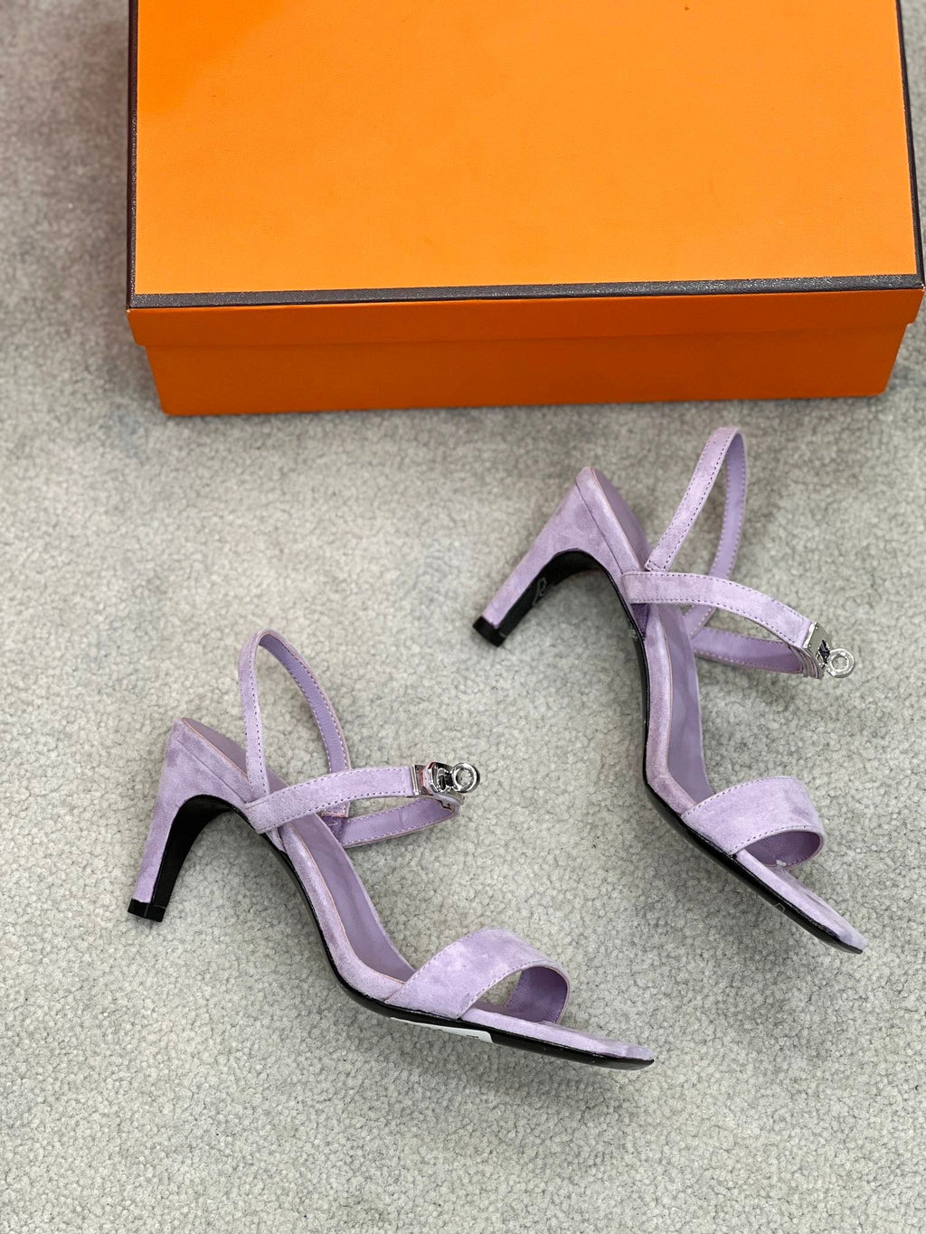 HERMES Glamour 75 Sandal Purple Suede
