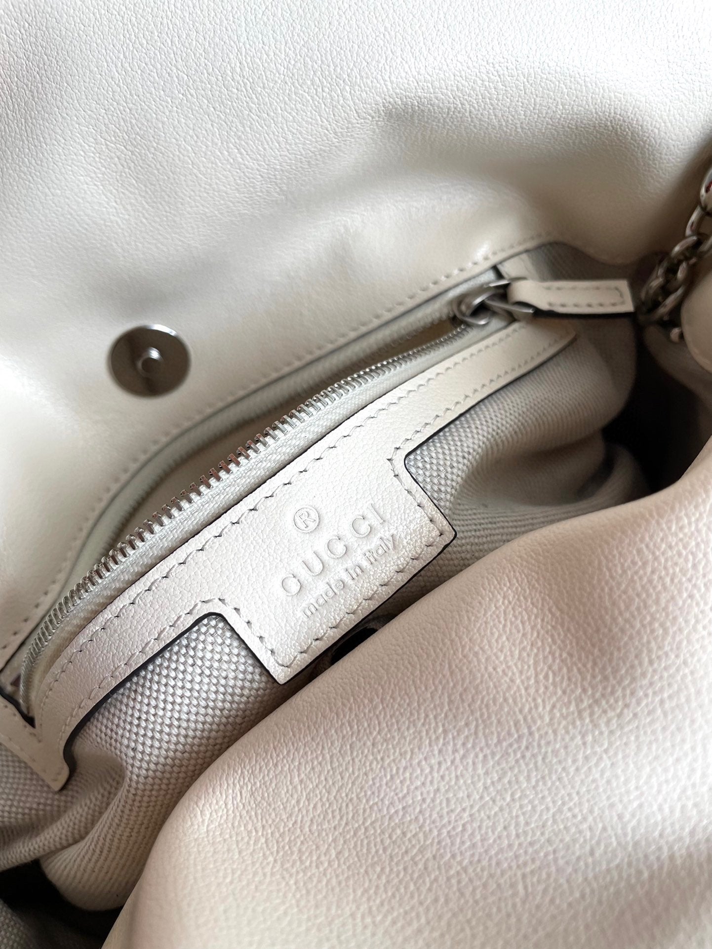 GUCCI BLONDIE TOTE BAG 30 IN WHITE CALFSKIN SIVLER HARDWARE