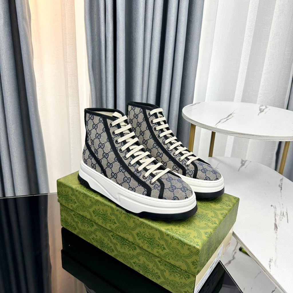 GUCCI HIGH TOP SNEAKER FLATFORM LEAD CANVAS