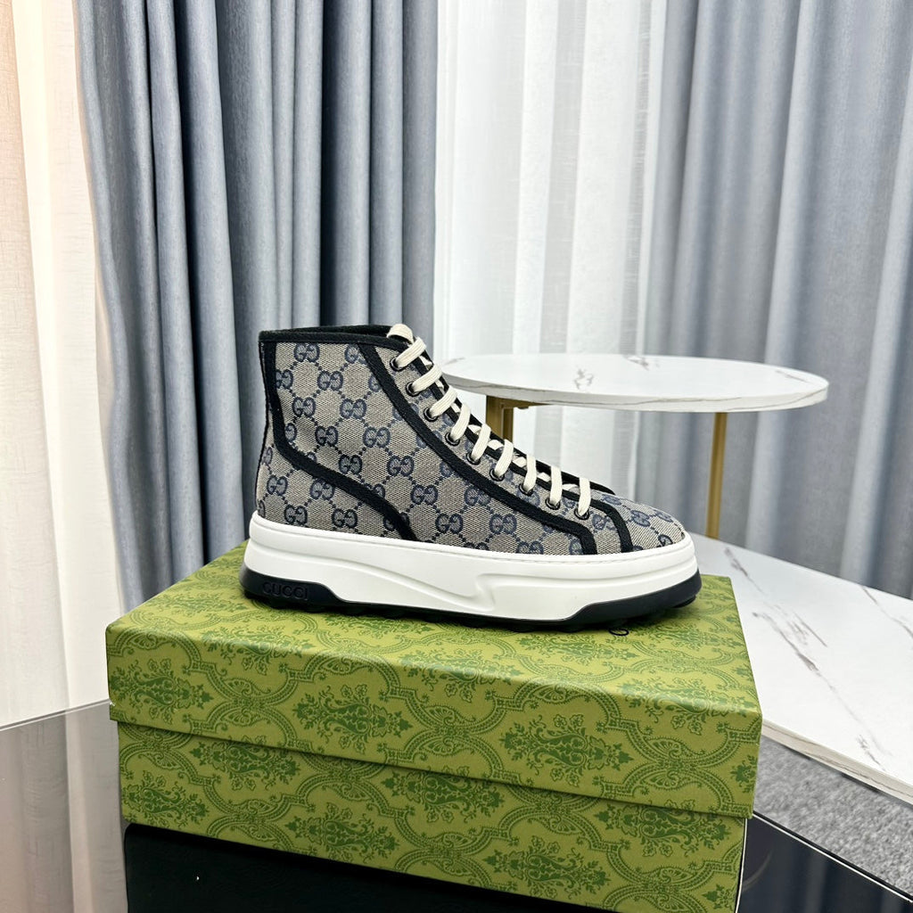 GUCCI HIGH TOP SNEAKER FLATFORM LEAD CANVAS