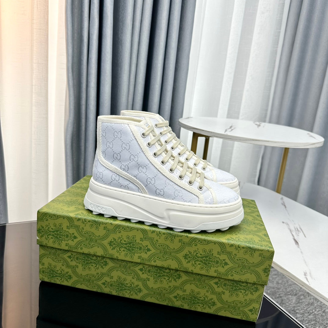 GUCCI HIGH TOP SNEAKER FLATFORM PASTEL BLUE CANVAS