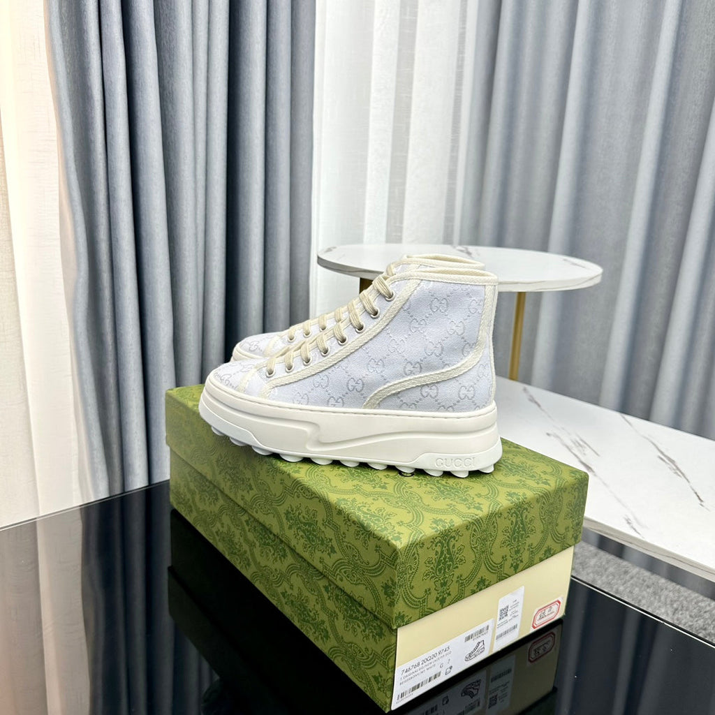 GUCCI HIGH TOP SNEAKER FLATFORM PASTEL BLUE CANVAS