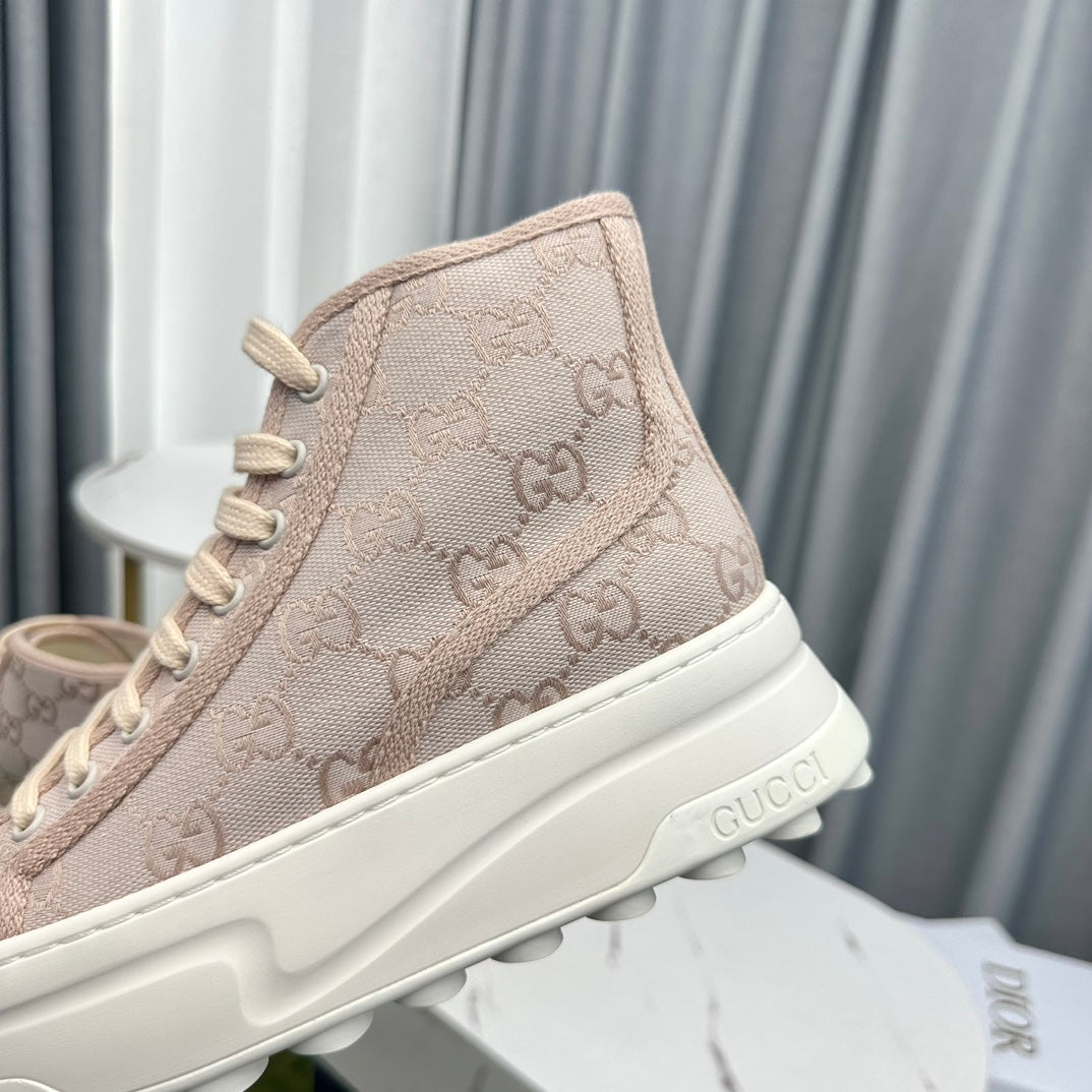 GUCCI HIGH TOP SNEAKER FLATFORM CREAM CANVAS