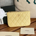 CHANEL CLASSIC SMALL 15 ZIPPED POUCH IN YELLOW CORN GRAINED CALFSKIN