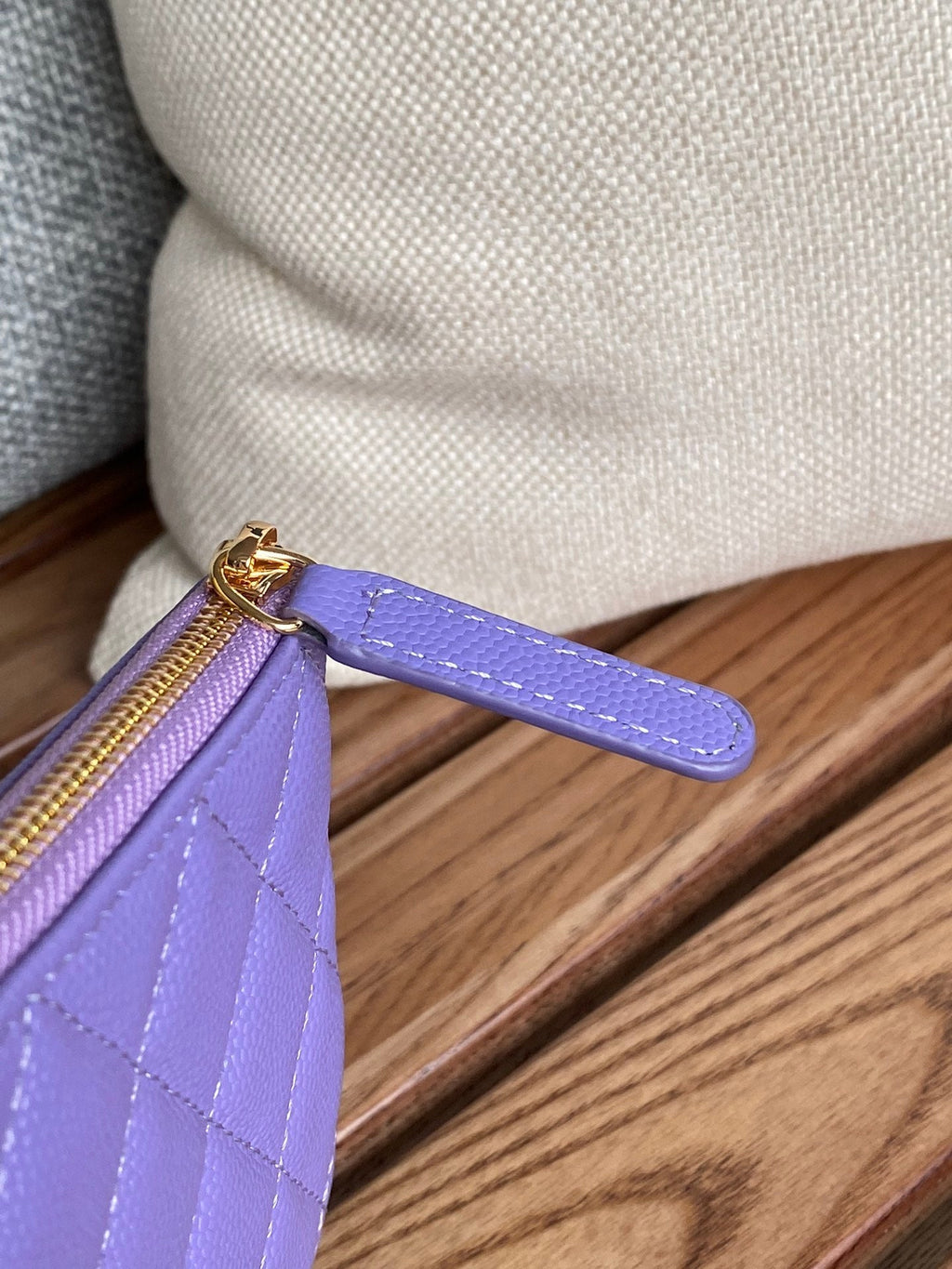 CHANEL CLASSIC SMALL 15 ZIPPED POUCH IN AMETHYST PURPLE GRAINED CALFSKIN