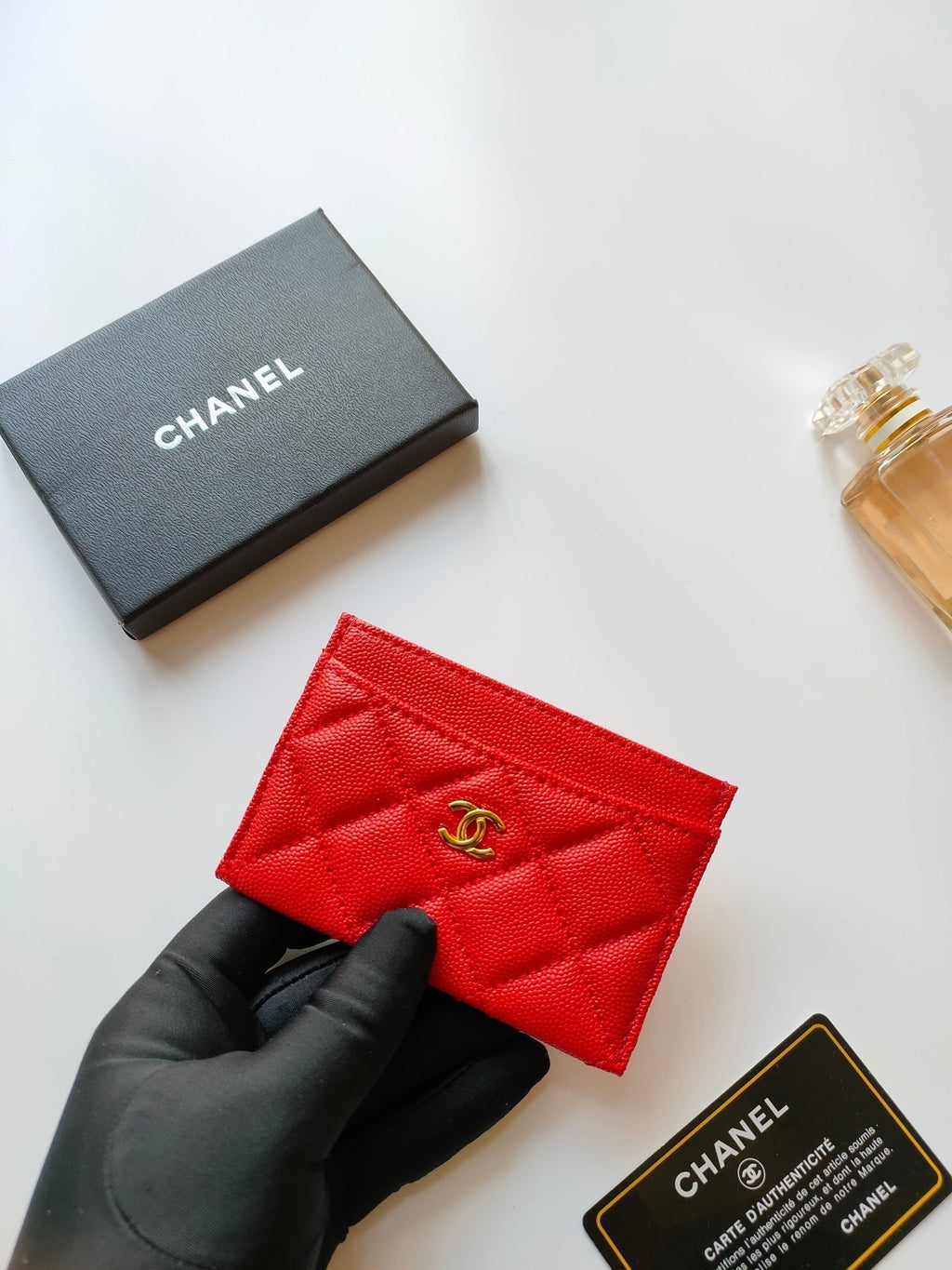 CHANEL CARD HOLDER 11.2 ROSE GRAINED CALFSKIN GOLD ICON