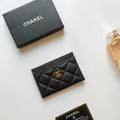 CHANEL CARD HOLDER 11.2 BLACK GRAINED CALFSKIN GOLD ICON