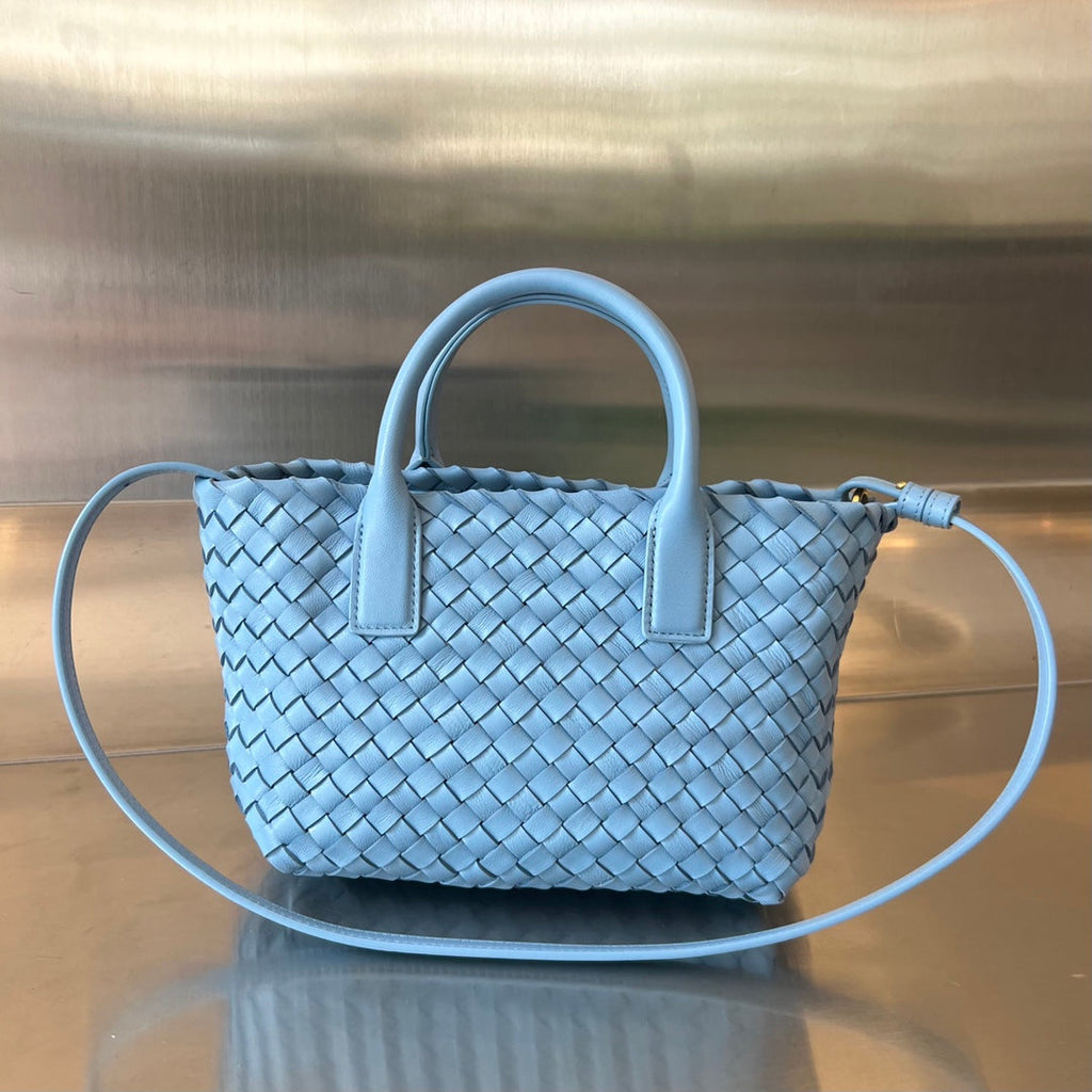 BOTTEGA VENETA MINI CABAT 20 IN SKY BLUE LAMBSKIN