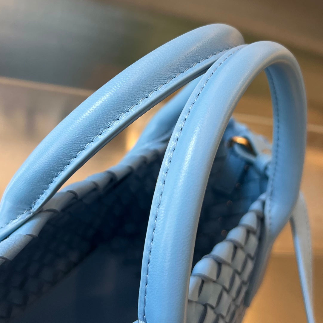 BOTTEGA VENETA MINI CABAT 20 IN SKY BLUE LAMBSKIN