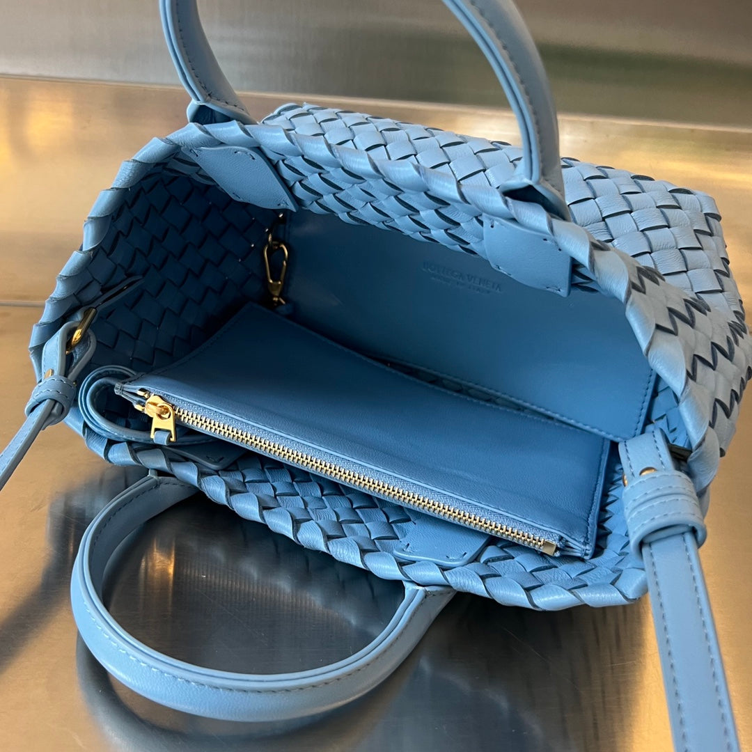 BOTTEGA VENETA MINI CABAT 20 IN SKY BLUE LAMBSKIN